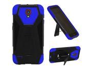 Alcatel One Touch Conquest Case eForCity Dual Layer [Shock Absorbing] Protection Hybrid Stand PC Silicone Case Cover For Alcatel One Touch Conquest Black Blue