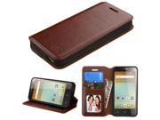 Alcatel One Touch Elevate Case eForCity Stand Folio Flip Leather [Card Slot] Wallet Flap Pouch Case Cover For Alcatel One Touch Elevate Brown