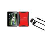 eForCity Solid Red Black Stand Gummy Cover Silver Headset compatible with Rim Blackberry Playbook