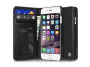Apple iPhone 6 6s Case CobblePro Stand Genuine leather Fabric ID Credit Card Slot Case Cover Compatible With Apple iPhone 6 6s Black
