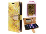 ZTE Obsidian Case eForCity Lips Folio Flip Leather [Card Slot] Wallet Flap Pouch Case Cover With Diamond Compatible ZTE Obsidian Gold