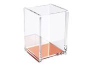 eForCity Acrylic Clear Rose Gold Pen Pencil Ruler Holder Cup Stationery Desktop Organizer Soft Touch Deluxe Design