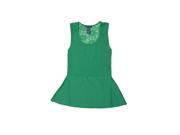 SoHo Junior Sleeveless Peplum Tank Top with Lace back One Size Fits All Kelly Green