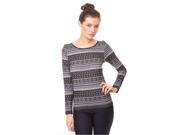 SoHo Junior Scoop Neck Winter Print Long Sleeve Top One Size Fits All Black