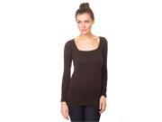 SoHo Junior Square Neck Textured Long Sleeve Top One Size Fits All Brown