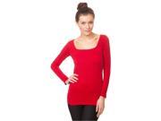 SoHo Junior Square Neck Textured Long Sleeve Top One Size Fits All Red