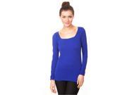 SoHo Junior Square Neck Textured Long Sleeve Top One Size Fits All Royal Blue