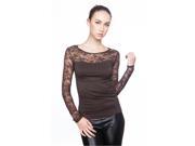 SoHo Junior Upper Sheer Lace Back Long Sleeve Top One Size Fits All Brown