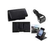 eForCity Car Charger Holder Black Gray Textured Horizontal Pouch Case 2903 compatible with Apple® iPhone 5