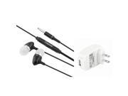 eForCity White AC Charger Adapter Black Headset Compatible with Samsung Galaxy S3 i9300 S4 S IV i9500