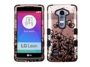 LG Leon Risio Tribute 2 Case eForCity Tuff Lace Flowers Dual Layer [Shock Absorbing] Protection Hybrid Rubberized Hard PC Silicone Case Cover for LG Leon