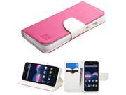 ZTE Obsidian Case eForCity Stand Folio Flip Leather [Card Slot] Wallet Flap Pouch Case Cover for ZTE Obsidian Hot Pink White