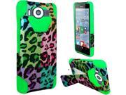 Microsoft Lumia 950 Case eForCity Leopard Dual Layer [Shock Absorbing] Protection Hybrid Stand PC Silicone Case Cover for Microsoft Lumia 950 Colorful Gre