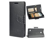 Huawei Union Case eForCity Carbon Fiber Stand Folio Flip Leather [Card Slot] Wallet Flap Pouch Case Cover for Huawei Union Black