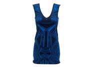 SoHo Women Aztec Print V Neck Dress One Size Royal Blue