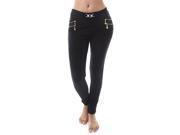 Zodaca Women Scuba Pants Chain Buckle Link Skinny Trousers Leggings Fashion Small Medium Size S M Black
