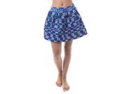 Zodaca Women s Stretch high Waist Print Skater Flared Pleated Sexy Mini Dress Skirt Large Size L Blue
