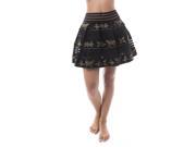 Zodaca Sexy Women Stretch High Waist Skirt Plain Skater Flared Pleated Short Dress Small Size S Black Gold