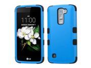 LG K7 Case eForCity Tuff Dual Layer [Shock Absorbing] Protection Hybrid Rubberized Hard PC Silicone Case Cover Compatible With LG K7 Tribute 5 Blue Black