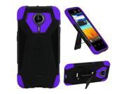 ZTE Uhura Case eForCity Dual Layer [Shock Absorbing] Protection Hybrid Stand PC Silicone Case Cover Compatible With ZTE Uhura N817 Black Purple