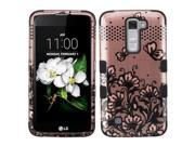 LG K7 Case eForCity Tuff Lace Flowers Dual Layer [Shock Absorbing] Protection Hybrid Rubberized Hard PC Silicone Case Cover Compatible With LG K7 Tribute 5