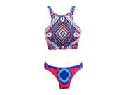 Zodaca Women Tankini Two Pieces Swimwear High Neck Bikini Swimsuit Size M Ethnic