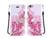 Apple iPhone 6 6s Case eForCity Cherry Blossom Stand Folio Flip Leather Case Cover With Diamond Compatible Apple iPhone 6 6s Pink White