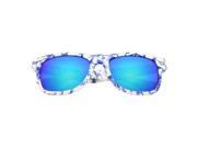 Zodaca Blue White Porcelain Frame Sunglasses Blue Green Mirror Lenses 100% UV Protection