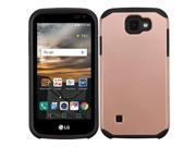 eForCity Dual Layer Hybrid Rubberized Hard PC Silicone Case Cover Compatible With LG K3 Rose Gold Black