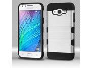 eForCity PC TPU Rubber Case Cover Compatible With Samsung Galaxy J7 2015 Silver Black