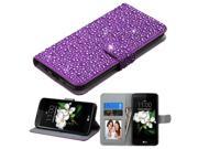 eForCity Stand Folio Flip Rhinestone Diamond Bling Leather Wallet Flap Pouch Case Cover Compatible With LG K7 Tribute 5 Purple