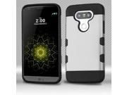 eForCity PC TPU Rubber Case Cover Compatible With LG G5 Silver Black