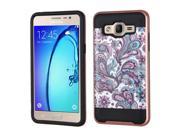 eForCity European Flowers Dual Layer Hybrid Rubberized Hard PC Silicone Case Cover Compatible With Samsung Galaxy On5 Purple White