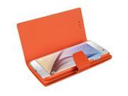 Samsung Galaxy S6 Case Reiko Genuine Leather RFID ID Card Wallet Case Cover for Samsung Galaxy S6 Orange