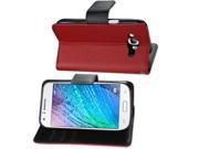 Samsung Galaxy J1 Case Reiko Leather Wallet Stand Case Cover with Card Slot for Samsung Galaxy J1 Red