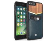 Apple iPhone 7 Plus Case CobblePro Leather [Card Slot] Wallet Flap Pouch Compatible Dark Blue Brown