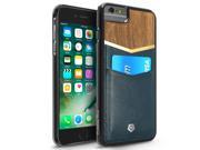 eForCity Cherry Wood Designed Slim Genuine Leather Card Wallet Holder Case for Apple iPhone 6 Plus 6s Plus Dark Blue