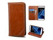 Samsung Galaxy S7 Case, eForCity Stand Folio Flip Leather [Card Slot] Wallet Flap Pouch Case Cover Compatible With Samsung Galaxy S7, Brown