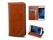 Samsung Galaxy S7 Edge Case, eForCity Stand Folio Flip Leather [Card Slot] Wallet Flap Pouch Case Cover Compatible With Samsung Galaxy S7 Edge, Brown