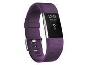 Zodaca For Fitbit Charge 2 Adjustable Replacement TPU Sport Band Strap Wristband w/Metal Buckle Clasp - Purple