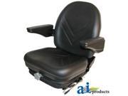 Universal High Back Industrial Seat w Suspension Slide Track Armrests