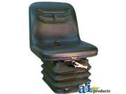 Compact Tractor Seat 16 Narrow Seat w Mechanical Suspension BLACK