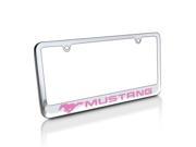 Ford Pink Mustang Chrome Metal License Frame with Logo Screw Covers