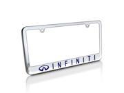 Infiniti in Blue Chrome Metal License Frame with Logo Screw Covers