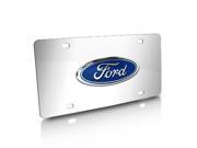 Ford Blue Logo on Chrome Steel License Plate