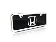 Honda Half size Black Acrylic License Plate with Chrome Frame Kit
