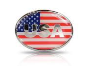 USA Flag Oval Metal Car Emblem