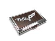 Corvette C6 Logo Walnut Wood Finish Stainless Steel Business Card Holder Corvette C6 Logo Walnut Wood Finish Stainless Steel Business Card Holder