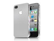 iPhone 4 4s White Carbon Fiber Texture Clear Phone Case with Cut off Logo