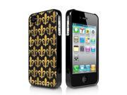 Fleur De Lis in Gold and Black iPhone 4 4S Black Cell Phone Case